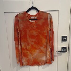 Logo Layers  Fiery Orange Long Sleeve Tee